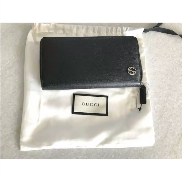 GUCCI GG LONG WALLET BLACK SAFFIANO LEATHER - Picture 1 of 5
